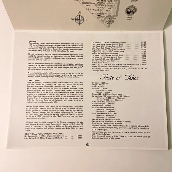 Vintage 1986 Nevada Reno Calendar Souvenir  Booklet - Picture 4 of 16
